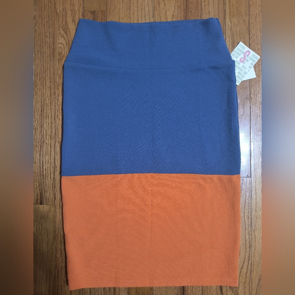 3/$10⭐ NWT LuLaRoe Cassie Pencil Skirt, Women's Small, Colorblock Blue/Orange
